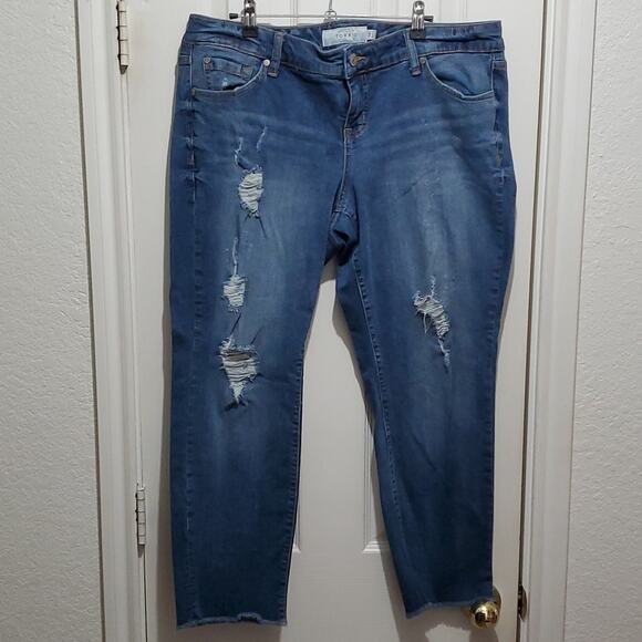 Torrid Distressed Boyfriend Jeans Raw Hem Size 14 - Picture 5 of 6